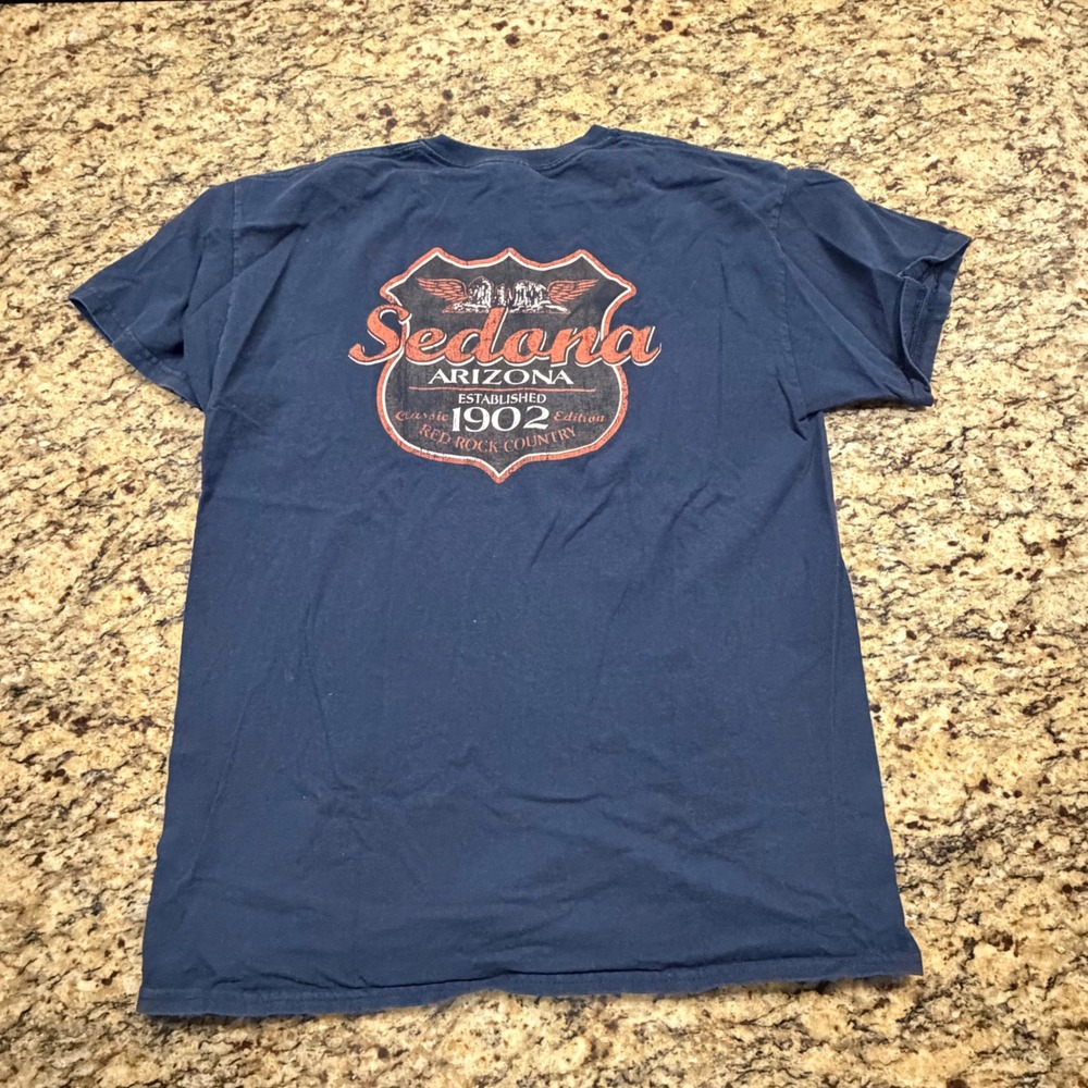 Sedona Arizona Red Rock Country Graphic T-Shirt Navy Blue Mens Large